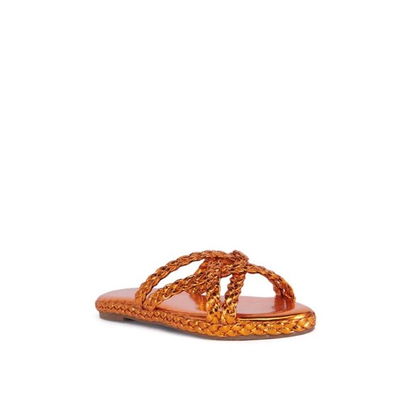 AZALEA WANG Ammon Orange Metallic Braided Sandals Sz 8 NEW in box - Picture 2 of 4